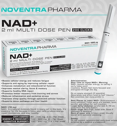 Noventra Pharma NAD+ 1000mg Pen Pre-Filled Pen packaging