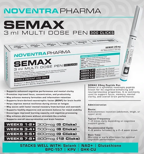 Noventra Pharma Semax 20mg Pen Pre-Filled Pen packaging