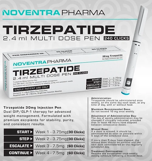 Noventra Pharma Tirzepatide 30mg Pen Pre-Filled Pen packaging