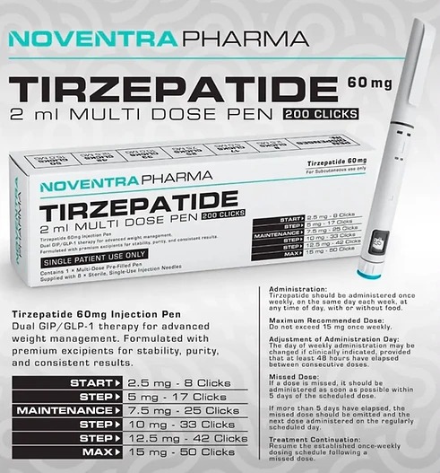 Noventra Pharma Tirzepatide 60mg Pen Pre-Filled Pen packaging